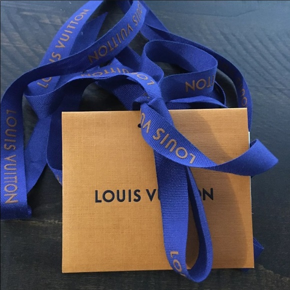 New LOUIS VUITTON CLASSIC Blank Mini Gift Card Tag with Blue Logo Ribbons - Picture 5 of 9
